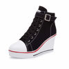Picture of Women's Canvas High-Heeled Shoes Fashion Sneakers Casual Shoes for Walking Platform Wedges Pump Shoes Black, 6.5 - Size: 6.5