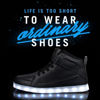 Picture of IGxx LED Light Up Shoes for Kids USB Recharging High Top LED Sneakers for Boys Girls Toddler Black - Size: 5 Big Kid