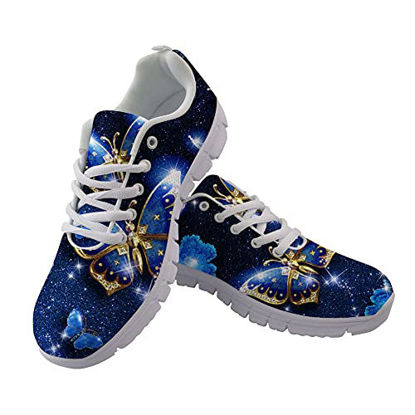 Picture of Jeiento Bling Butterfly Women Fashion Trainers Mesh Road Running Shoes Outdoor Casual Leisure Walking Jogging Shoe Sneakers for Ladieis Teenager Girls Comfort Footwear Size US 10 - Size: 10