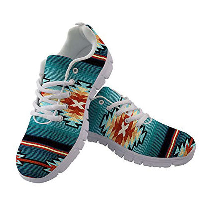 Picture of Jeiento Fashion Sports Running Shoes Mesh Breathable Sneaker Aztec Tribal Style for Women Men Trainers Teenager Boys Fitness Shoes Size US 7 - Size: 7