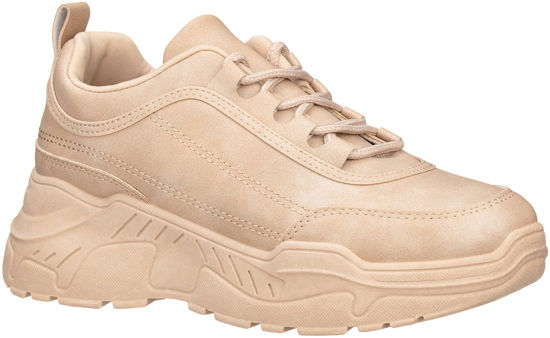 Picture of ILLUDE Women's Platform Lace up Sneaker Lightweight Casual Everyday Walking Fashion Sneakers Shoes (7, Nude Nubuck) - Size: 7