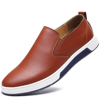 Picture of XIPAI Mens Slip on Shoes Fashion Sneakers Casual Loafers Brown 11.5 - Size: 11.5