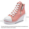 Picture of Women's Canvas High-Heeled Shoes Fashion Sneakers Casual Shoes for Walking Platform Wedges Pump Shoes Pink, 6.5 - Size: 6.5