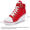 Picture of Women's Canvas High-Heeled Shoes Fashion Sneakers Casual Shoes for Walking Platform Wedges Pump Shoes red, 6.5 - Size: 6.5
