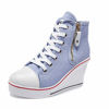 Picture of Women's Canvas High-Heeled Shoes Fashion Sneakers Casual Shoes for Walking Platform Wedges Pump Shoes Blue, 9 - Size: 9