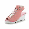 Picture of Women's Canvas High-Heeled Shoes Fashion Sneakers Casual Shoes for Walking Platform Wedges Pump Shoes Pink, 6.5 - Size: 6.5