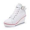 Picture of Women's Canvas High-Heeled Shoes Fashion Sneakers Casual Shoes for Walking Platform Wedges Pump Shoes White, 5 - Size: 5