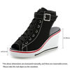 Picture of Women's Canvas High-Heeled Shoes Fashion Sneakers Casual Shoes for Walking Platform Wedges Pump Shoes Black, 5 - Size: 5