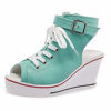 Picture of Women's Canvas High-Heeled Shoes Fashion Sneakers Casual Shoes for Walking Platform Wedges Pump Shoes Green, 10 - Size: 10