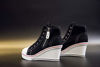 Picture of Women's Canvas High-Heeled Shoes Fashion Sneakers Casual Shoes for Walking Platform Wedges Pump Shoes Black, 5 - Size: 5