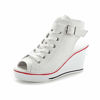 Picture of Women's Canvas High-Heeled Shoes Fashion Sneakers Casual Shoes for Walking Platform Wedges Pump Shoes White, 5.5 - Size: 5.5