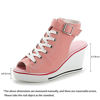 Picture of Women's Canvas High-Heeled Shoes Fashion Sneakers Casual Shoes for Walking Platform Wedges Pump Shoes Pink, 10 - Size: 10