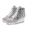 Picture of Women's Canvas High-Heeled Bling Shoes Casual Shoes Fashion Sparkling Sneakers for Walking Platform Wedges Pump Shoes White, 5.5 - Size: 5.5