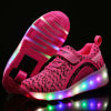Picture of Ylllu Kids LED Roller Skate Shoes with Single Wheel Light up Roller Shoes Gift for Girls Boys Children(Pink,5.5 US Little Kid) - Size: 5.5 Big Kid