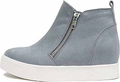 Picture of Soda Taylor Hidden Fahsion Wedge Sneaker Shoes Side Zipper,Steel Blue,6.5 - Size: 6.5