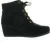 Picture of Link Peggy-63K Children Girl's Wedge Heel Lace Up Diamond Shape Quilted Sneakers,Black,4 - Size: 4 Big Kid