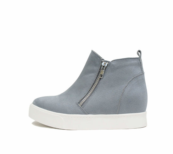 Picture of Soda Taylor Hidden Fahsion Wedge Sneaker Shoes Side Zipper,Steel Blue,5.5 - Size: 5.5