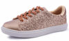 Picture of FEVERSOLE Women's Fashion Dress Sneakers Party Bling Casual Flats Embellished Shoes Rose Gold Glitter Lace Size 8.5 M US - Size: 8.5