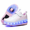 Picture of BFOEL Kids Roller Skates USB Chargable LED Light Up Shoes 2 Wheel Skate Sneaker Best Gift for Boys Girls Birthday Thanksgiving Christmas Day White-Pink - Size: 6 Big Kid