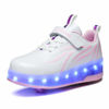 Picture of BFOEL Kids Roller Skates USB Chargable LED Light Up Shoes 2 Wheel Skate Sneaker Best Gift for Boys Girls Birthday Thanksgiving Christmas Day White-Pink - Size: 6 Big Kid