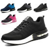 Picture of Steel Toe Shoes for Men Women Breathable Safety Work Sneakers Lightweight Comfortable Proof Slip Resistant Fashion Sneakers Air Cushion Construction Industrial Safety Shoes Black/White - Size: 8 Women/6.5 Men