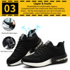 Picture of Steel Toe Shoes for Men Women Breathable Safety Work Sneakers Lightweight Comfortable Proof Slip Resistant Fashion Sneakers Air Cushion Construction Industrial Safety Shoes Black/White - Size: 8 Women/6.5 Men