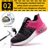 Picture of Steel Toe Shoes for Men Women Breathable Safety Work Sneakers Lightweight Comfortable Proof Slip Resistant Fashion Sneakers Air Cushion Construction Industrial Safety Shoes Pink - Size: 5.5 Women/4 Men