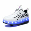 Picture of BFOEL Kids Roller Skates USB Chargable LED Light Up Shoes 2 Wheel Skate Sneaker Best Gift for Boys Girls Birthday Thanksgiving Christmas Day White/Black - Size: 4 Big Kid