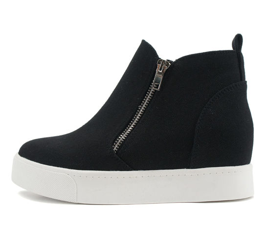 Picture of Soda Womens Taylor Nubuck Hight Top Slip On Fashion Sneakers (Black Canvas, Numeric_10) - Size: 10
