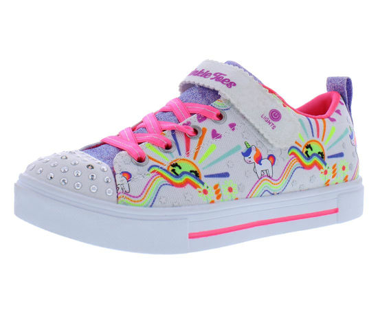 Picture of Skechers S Lights Twinkle Sparks Unicorn Sunshine PS Girls Shoes Size 3, Color: White/Multicolored - Size: 3 Little Kid