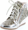 Picture of Forever Link Women's Fashion Glitter High Top Lace Up Wedge Sneaker Shoes,Gold,11 - Size: 11