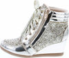 Picture of Forever Link Women's Fashion Glitter High Top Lace Up Wedge Sneaker Shoes,Gold,11 - Size: 11