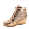 Picture of Forever Link Women's Fashion Glitter High Top Lace Up Wedge Sneaker Shoes,Rose Gold,7 - Size: 7