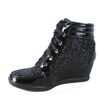 Picture of Forever Link Women's Fashion Glitter High Top Lace Up Wedge Sneaker Shoes,Black,10 - Size: 10