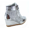 Picture of Forever Link Women's Fashion Glitter High Top Lace Up Wedge Sneaker Shoes,Silver,7.5 - Size: 7.5