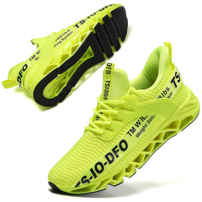 Picture of FRSHANIAH Sneakers for Women Slip On Sport Running Shoes Athletic Blade Jogging Tennis Walking Shoes Breathable Fashion Sneaker Gym Runner Trail Workout Shoes Fluorescent Green Size 7 - Size: 7