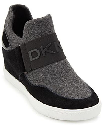 Picture of DKNY Women's High Top Slip on Wedge Sneaker, Dark Grey/Black Cosmos, 7.5 - Size: 7.5