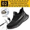 Picture of Steel Toe Shoes for Men Women Breathable Safety Work Sneakers Lightweight Comfortable Proof Slip Resistant Fashion Sneakers Air Cushion Construction Industrial Safety Shoes A-Black - Size: 6.5 Women/5 Men