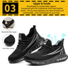 Picture of Steel Toe Shoes for Men Women Breathable Safety Work Sneakers Lightweight Comfortable Proof Slip Resistant Fashion Sneakers Air Cushion Construction Industrial Safety Shoes A-Black - Size: 6.5 Women/5 Men