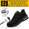 Picture of Steel Toe Shoes for Men Women Breathable Safety Work Sneakers Lightweight Comfortable Proof Slip Resistant Fashion Sneakers Air Cushion Construction Industrial Safety Shoes Black - Size: 13 Women/11.5 Men