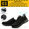 Picture of Steel Toe Shoes for Men Women Breathable Safety Work Sneakers Lightweight Comfortable Proof Slip Resistant Fashion Sneakers Air Cushion Construction Industrial Safety Shoes Black - Size: 13 Women/11.5 Men