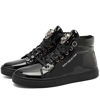 Picture of IGxx Men's Sneakers Punk Ankle Boots for Men Metal Rivet High Top Lace-up Running Basketball Shoes for Shiny Metal Decoration Shoes Motorcycle Boots Black - Size: 9.5
