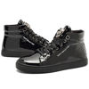 Picture of IGxx Men's Sneakers Punk Ankle Boots for Men Metal Rivet High Top Lace-up Running Basketball Shoes for Shiny Metal Decoration Shoes Motorcycle Boots Black - Size: 9.5