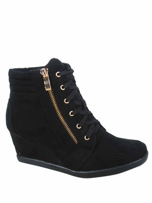 Picture of TZ 56 Womens High Top Sneakers Fashion Classic Lace Up Comfortable Wedge Walking Shoes (Black, 11) - Size: 11