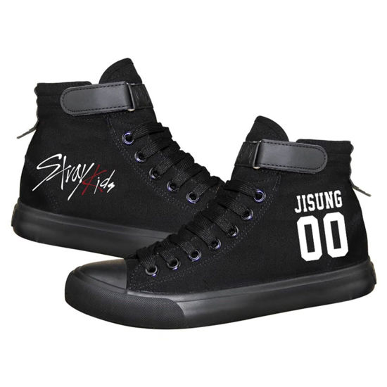 Picture of KPOP Stray Kids Merch Shoes Sneakers Bang Chan Lee Know ChangBin Han I.N Felix HyunJin Seungmin Hiphop High-Top Canvas Shoes - Size: 8 US Women/6.5 US Men