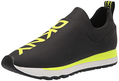 Picture of DKNY Women's Lightweight Slip on Comfort Sneaker, Black/NEON Yellow Jadyn, 9 - Size: 9