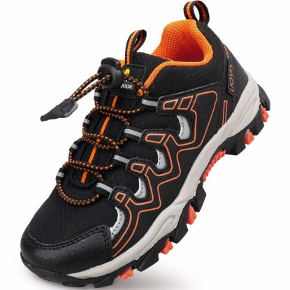 Picture of UOVO Boys Shoes Boys Sneakers Boys Tennis Running Shoes Waterproof Hiking Shoes Kids Athletic Outdoor Sneakers Slip Resistant(Little/Big Boys) Black/Orange 5 Big Kid - Size: 5 Big Kid