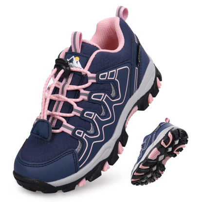 Picture of UOVO Boys Shoes Boys Tennis Running Sneakers Waterproof Hiking Shoes Kids Outdoor Fashion Sneakers Slip Resistant (Big/Little Boys) Navy Blue/Pink-One 1 Little Kid - Size: 1 Little Kid