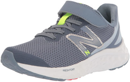 Picture of New Balance baby boys Fresh Foam Arishi V4 Hook and Loop Running Shoe, Arctic Grey/Pixel Green/True Red, 5.5 Toddler US - Size: 5.5 Toddler