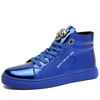 Picture of IGxx Men's Sneakers Punk Ankle Boots for Men Metal Rivet High Top Lace-up Running Basketball Shoes for Shiny Metal Decoration Shoes Motorcycle Boots Blue - Size: 7.5